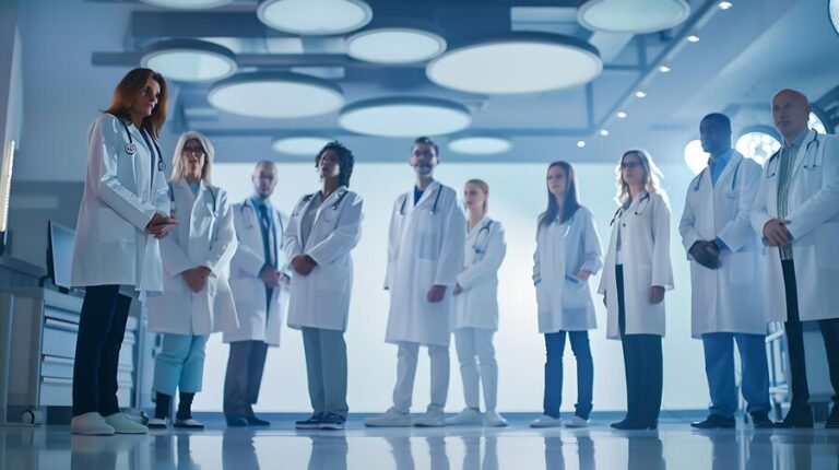 Quality Care From Quality Team Blurred Shot Team Doctors Standing Together Generative Ai 874904 43762